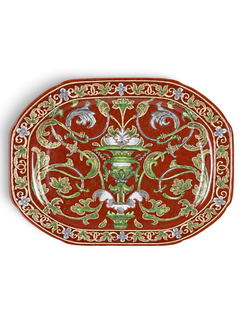 Oriental Accent Biltmore Estate Collection Serving Platter Rust Green 14” x 11”